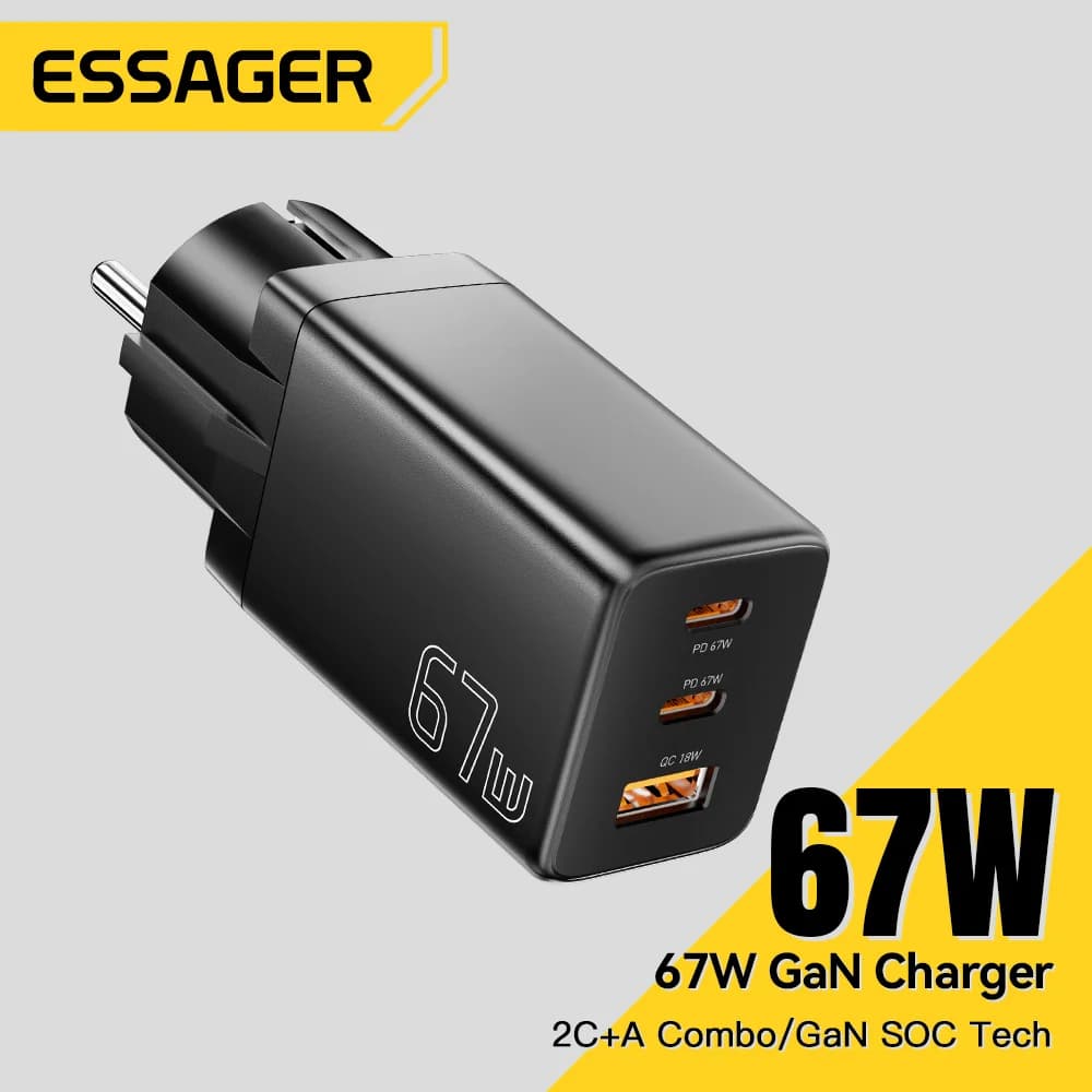 GaN USB Type-C oplader med EU/KR stikvalgmuligheder