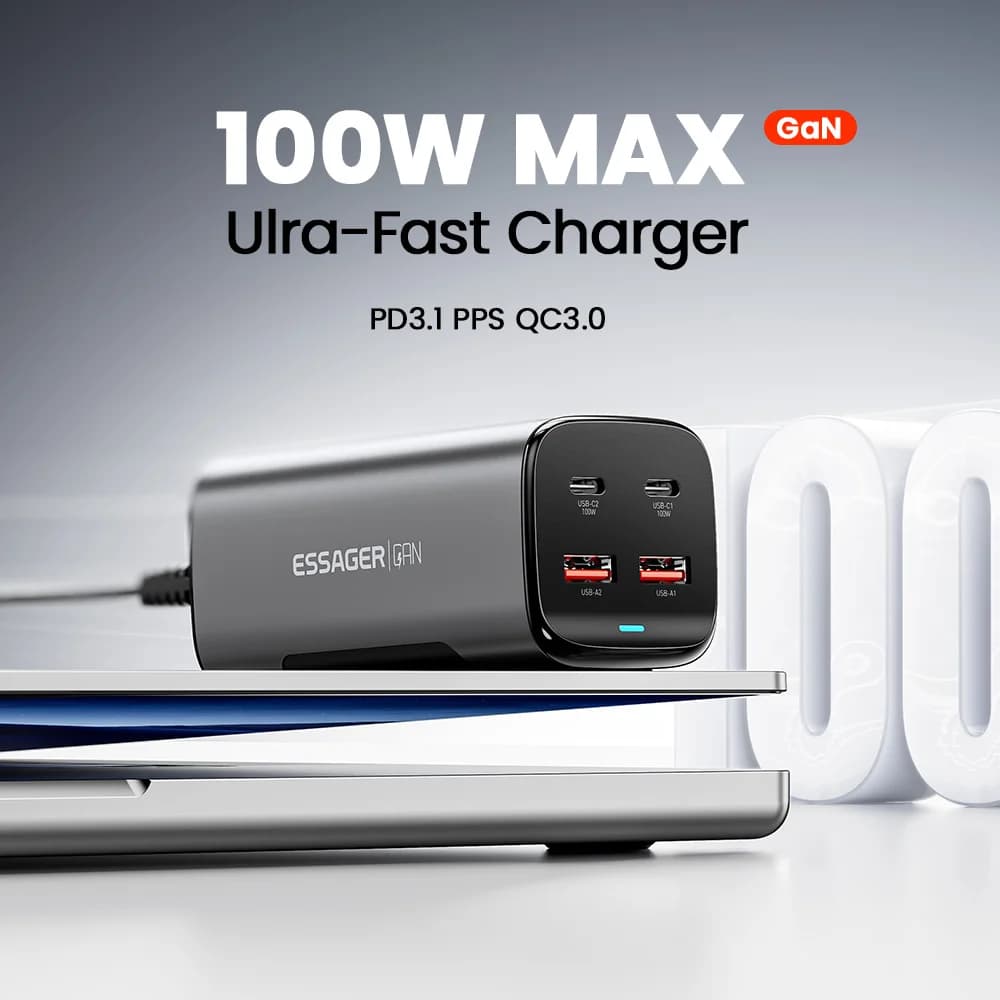 67W GaN USB-C Desktop Hurtiglader