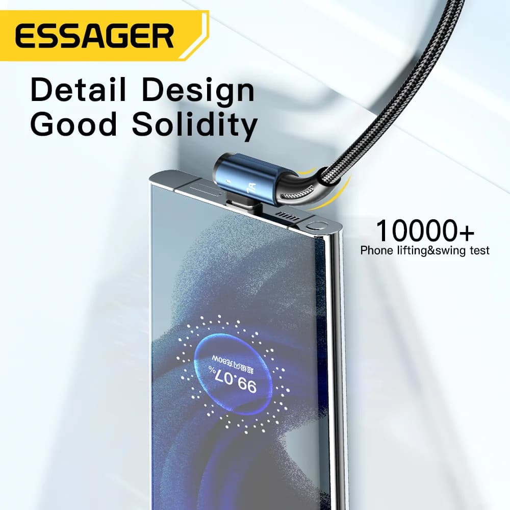 7A USB Type-C-kabel med 90° vinkel og 100W opladning
