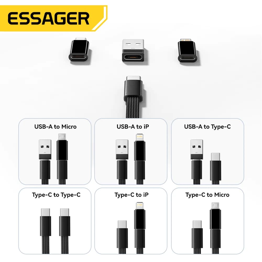 60W USB-C Datadatakabel Sæt med Rejseopbevaringsboks
