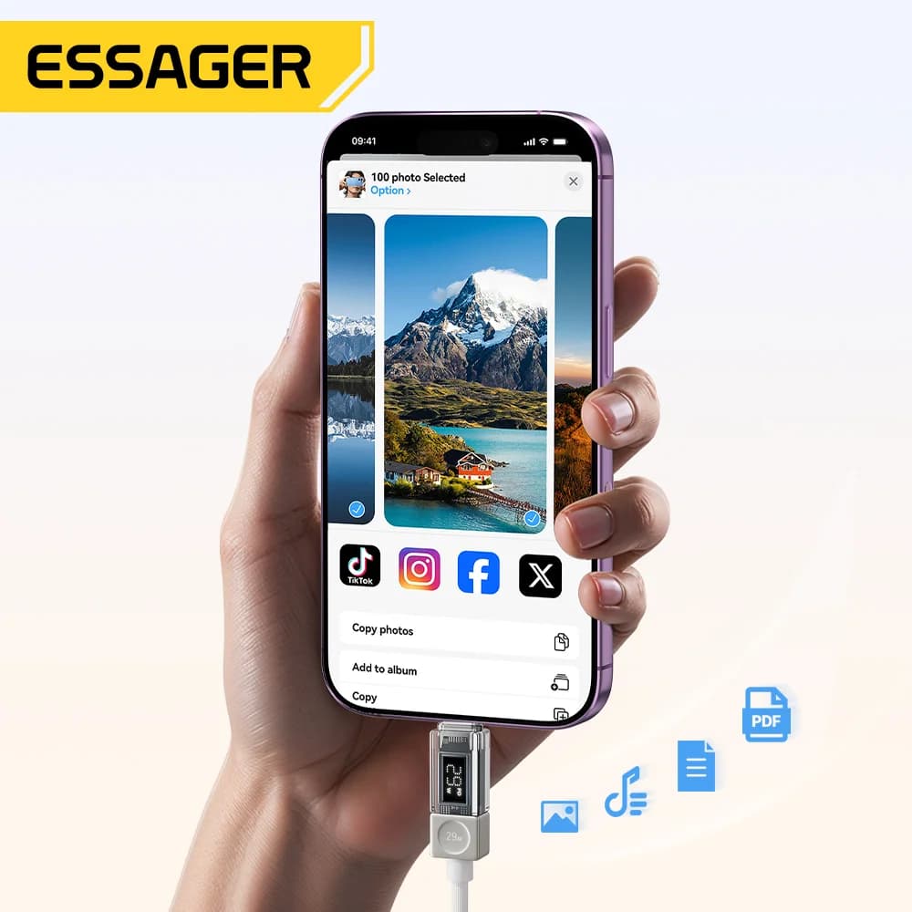 USB-C til Lightning kabel med digital display