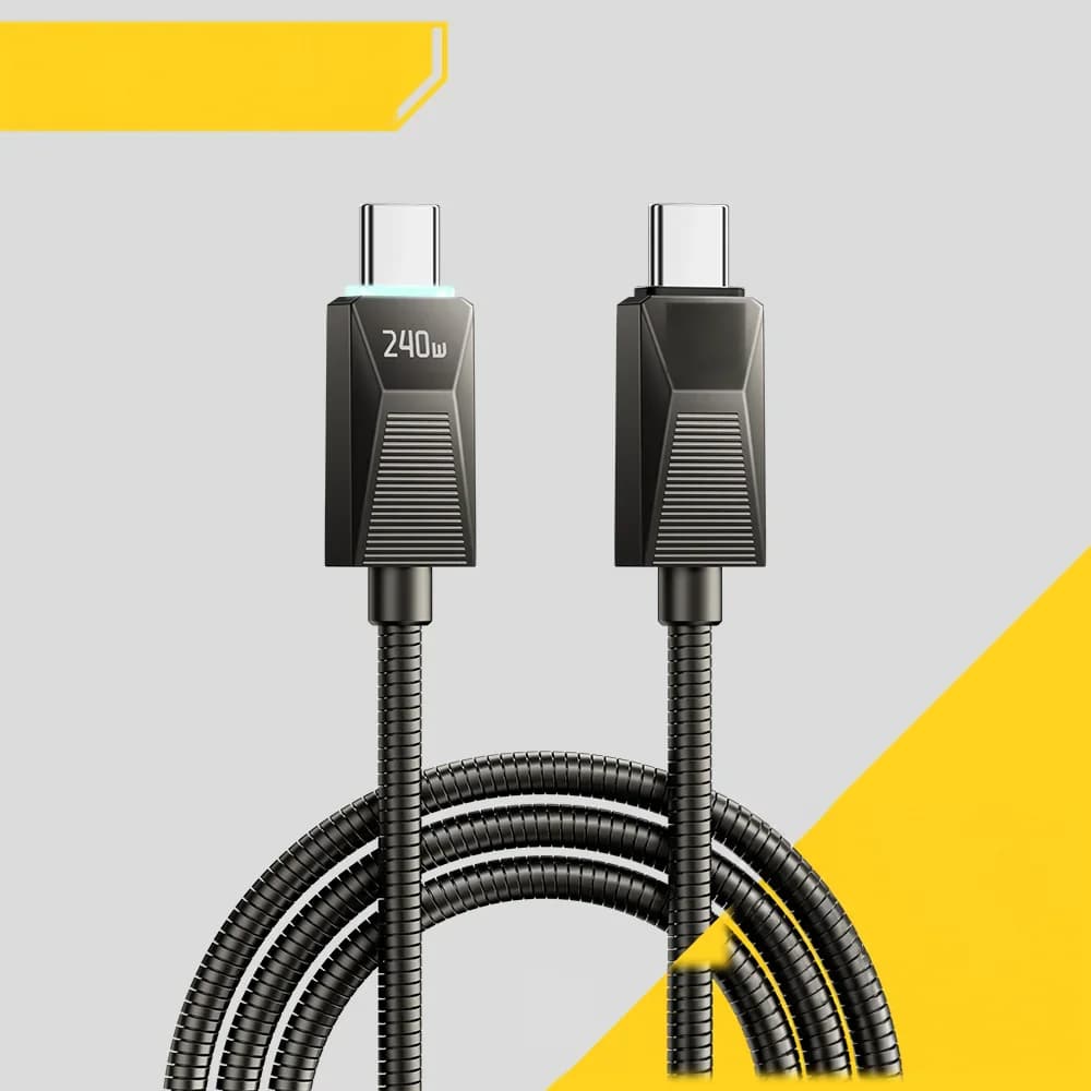 240W rustfrit stål USB-C hurtigopladningskabel