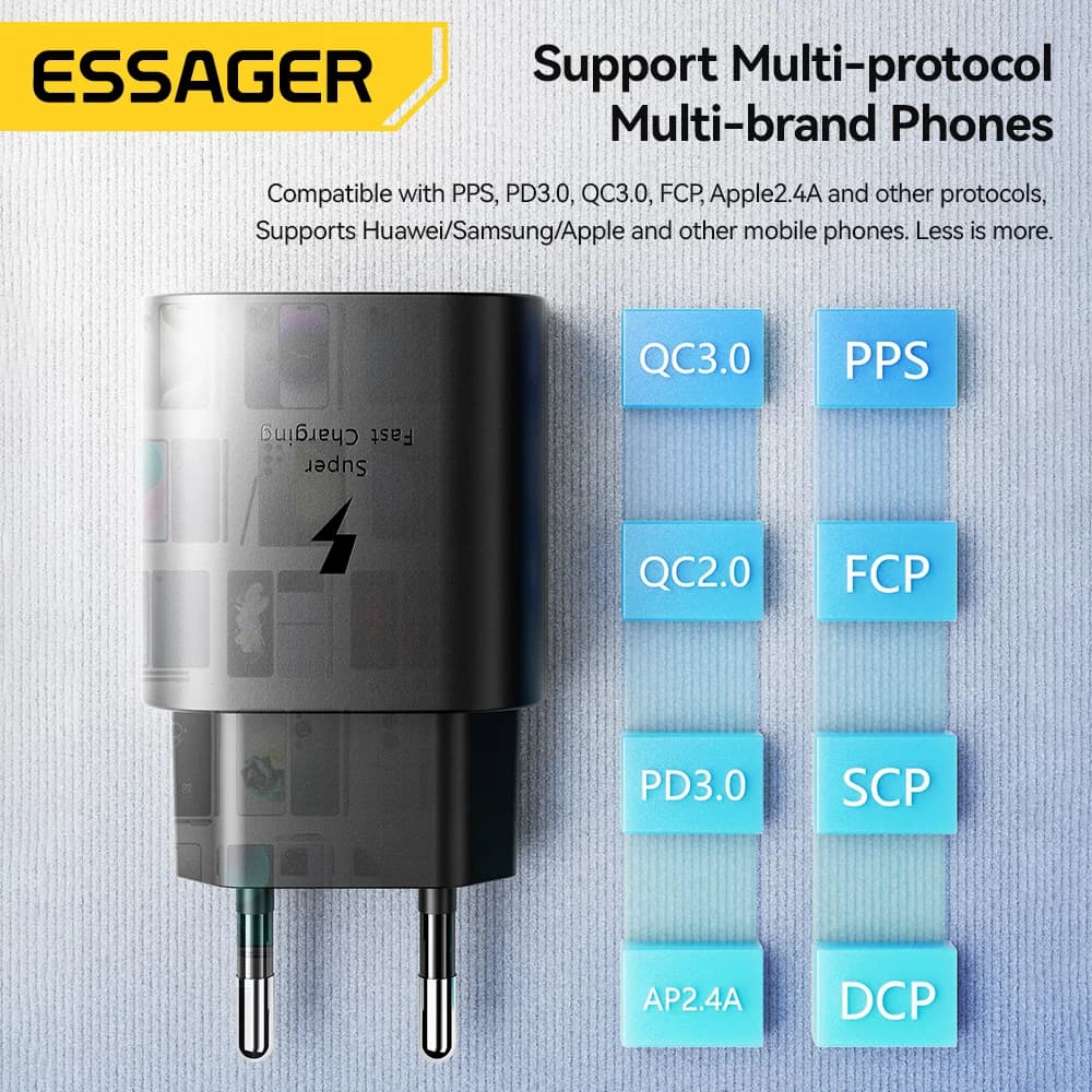 25W USB-C PD Hurtig Vægoplader
