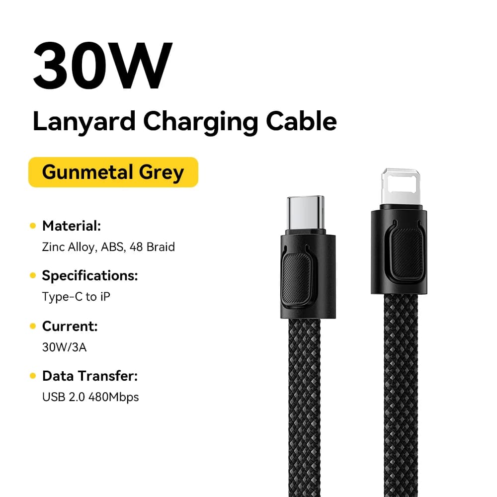 60W USB-C til Lightning Hurtigladnings Lanyard Kabel