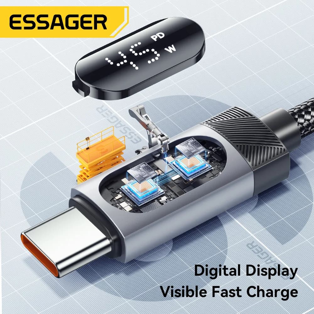 108W Biloplader med USB-C, USB-A og Fjederkabel