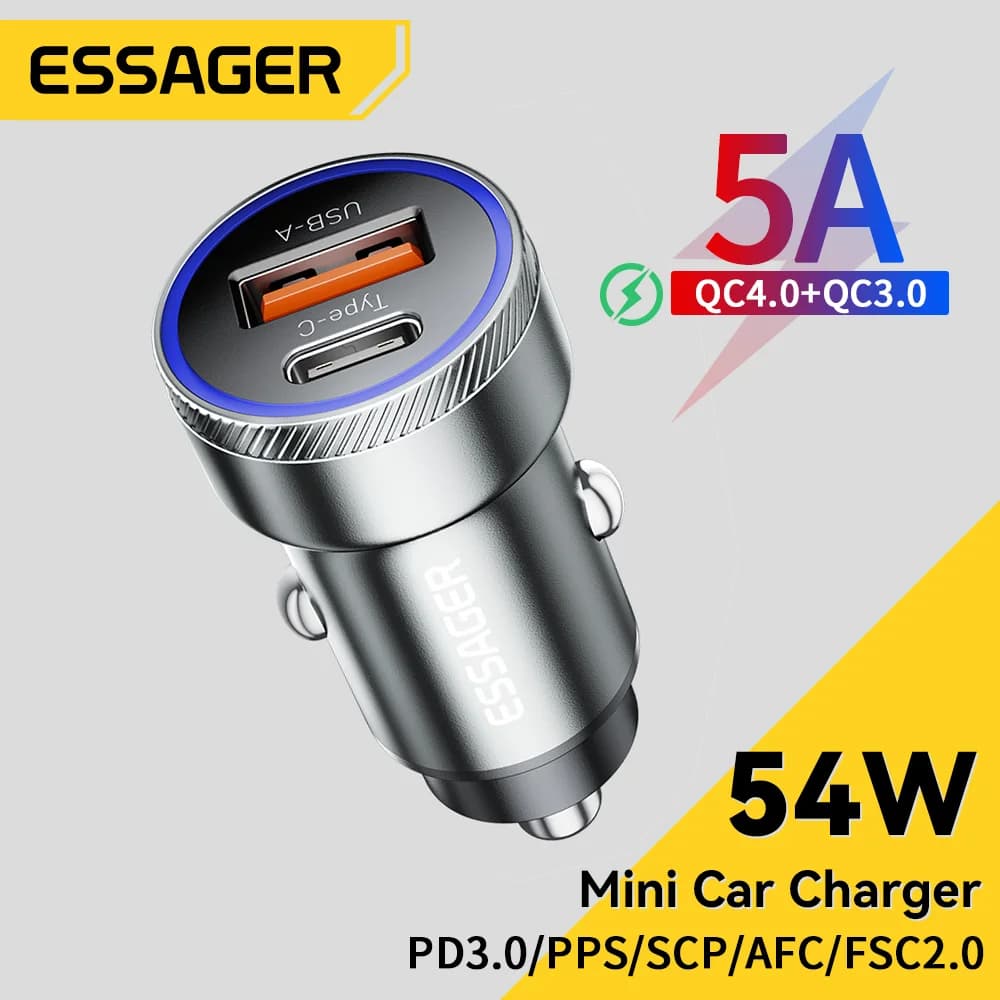 54W USB biloplader med PD og QC 3.0